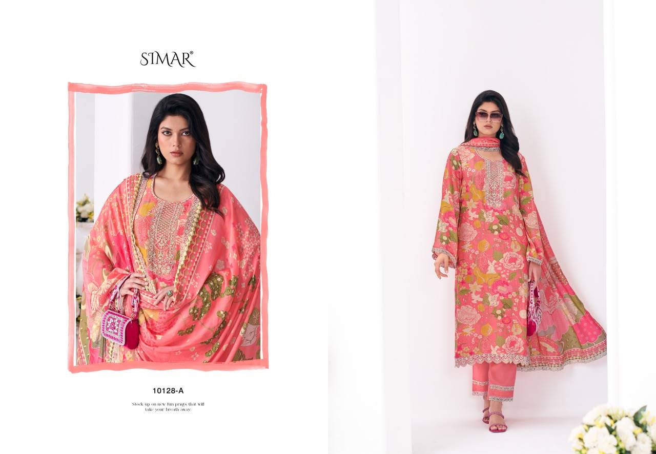 Sanaaz By Glossy 10128A to F Series Stylish Beautiful Colourful Viscose Muslin Dresses At Wholesale Price